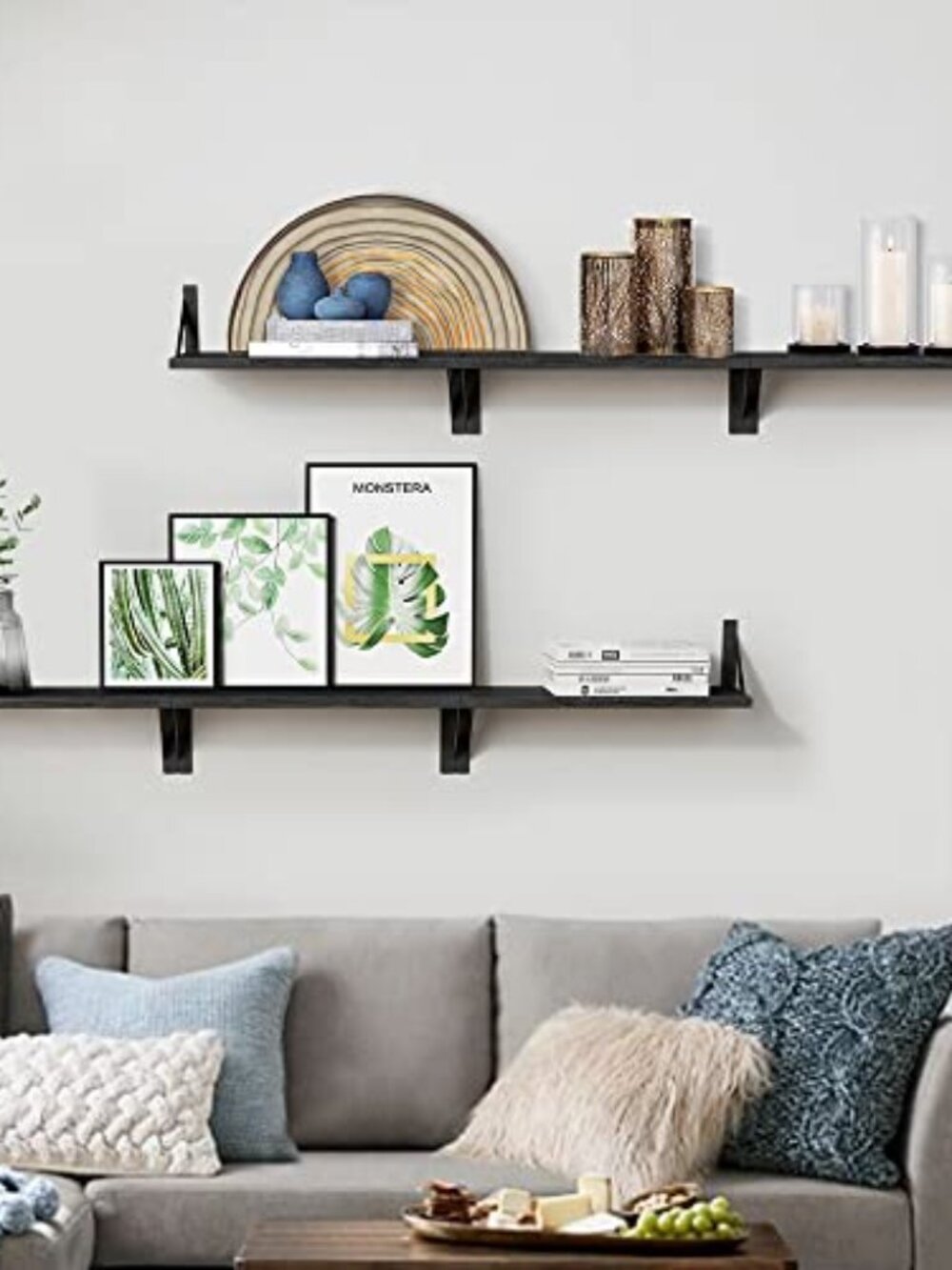 New Black Floating Shelves Bathroom Set of 3, Wooden Wall Book Shelves